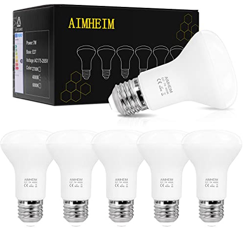 AIMHEIM LED Reflektor Leuchtmittel E27 R63 Neutralweiß 4000K, 7W Lampen Ersatz 60W, 820LM 120° Abstrahlwinkel, Nicht Dimmbar, 6 Stück