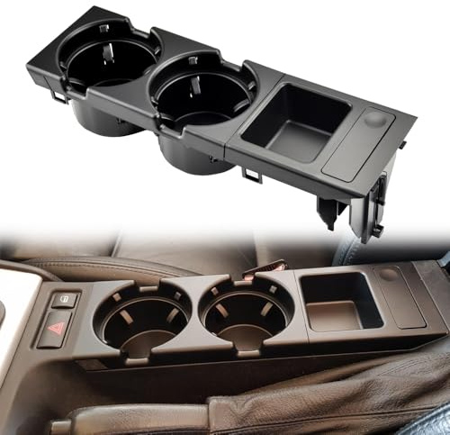 MKptopia Getränkehalter für Mittelkonsole Aufbewahrungsbox Kompatibel mit E46 316i 318d 318i 320d 320i 323i 325i 325xi 328i 330d 330i -51168217953-Schwarz