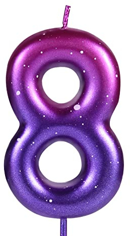 LUTER Bougie Numérique 2,36 pouces Bleu et Violet Dégradé, Thème Numéro 8, Inodore, Cire de Haute Qualité, Intérieur/Extérieur, Cadeau ou Personnel, Anniversaire et Mariage