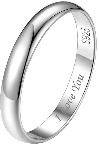 FindChic Silberringe Damen Herren 925 Partnerringe mit Gravur Personalisiert Verlobungsring Breite 3mm