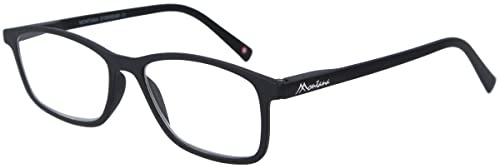 Super flache Lesebrille MR51 aus hochwertigem Kunststoff mit Federscharnier und Etui Schwarz + 3,50 dpt