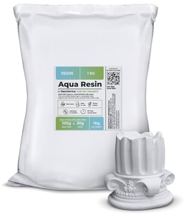 AQUA RESIN® – Gesso Alfa (Resina Minerale Bianca) | Effetto Porcellana Satinata, pronto solo con Acqua | Sicuro e Atossico | Bianchissimo e Colorabile | Per DIY, Stampi, Oggetti Creativi (1 kg)