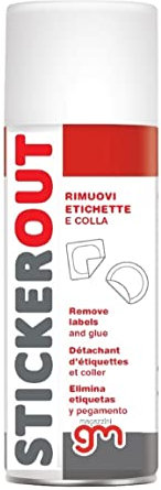 MagazziniGM STICKEROUT, Spray Rimuovi Adesivi e Colla, Efficace su Etichette Adesive, Formula a Base di Solventi, Versatile su Diverse Superfici, 200 ml