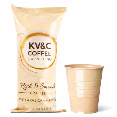 KV&C - CAPPUCCINO | Instant White Coffee | In Cup Vending Commercial Machines | Camping | Travel | Office | 73mm | INCUP KLIX Drinks (CAPPUCCINO - 25 CUPS (1 SLEEVE))