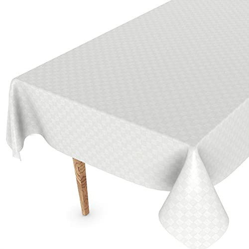 Wachstuchtischdecke Wachstischdecke Tischdecke abwaschbar Gartentischdecke Wachstuch Eckig rund oval 160 x 120cm Schnittkante Karo Quadrat Weiß