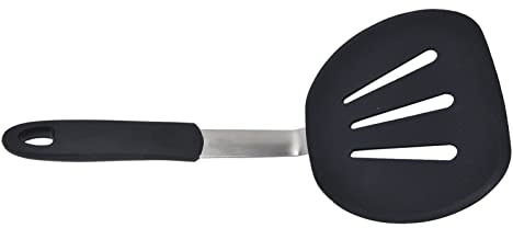 Breiter Runder Pfannenwender, Flexibler Silikon-Pfannenwender, Hitzebeständiger Edelstahl, Breiter Runder Pfannenwender, Pfannkuchenwender, Antihaftbeschichtung, Geschlitzte