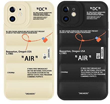 nurkorki 2 Stück Puffer Handyhülle für iPhone 11 Hülle 6,1,Hot Off Sports Shoes White or Black Label Case Weiche Silikon Stoßfeste Stoßstange Handyhülle für Jungen Mädchen Frauen Cooles Design