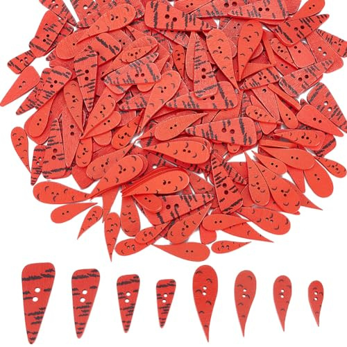 GORGECRAFT 200Stk 8 Größen Weihnachten Karottennasen Knöpfe Tomatenpflanzen Holzknöpfe DIY Ornament Xmax Schneemann Für Frauen Basteln Nähen Verzierung Dekoration Kleidung Basteln Geschenke