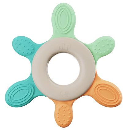 nip anello da dentizione, ausilio per la dentizione, refrigerabile, 3+ mesi | massaggia gengive lingua e denti, stimola tatto e gioco, idea regalo nascita, diversi gradi di durezza, turchese/verde