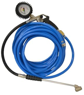 Druckluftschlauch blau 10m, 20m oder 30m mit Reifenfüller in Pistolenform und Tankstellenstecker (DLS6x12BL 30m DLK/ M16x1,5 mit RFPF TKST)