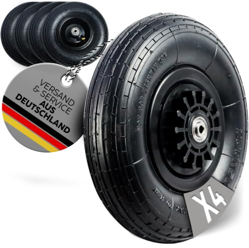 4 x FROSAL Luftreifen Ersatzrad für Bollerwagen faltbar Leo Loki Luftrad Lufträder Rad Reifen passend für Fuxtec Kesser etc.