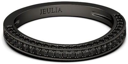 Jeulia Schwarz Klassisches 925 Silber Ring Für Damen Mädchen Herren Jubiläums Ewigkeitsring mit Schmuckschatulle Verlobungsring Eheringe für Geburtstag, Valentinstag