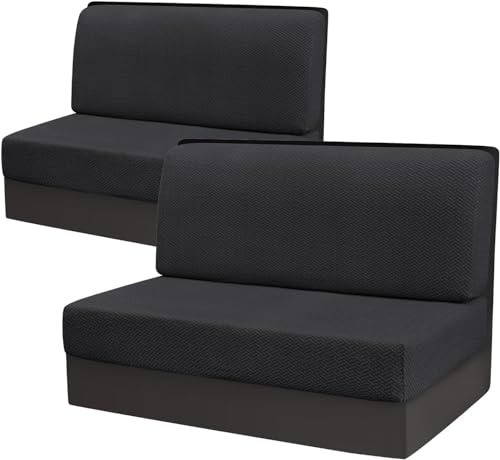 77Tkiop 1/2 Satz Camper Kissenbezüge - RV Dinette Kissenbezüge，Waschbarer Loveseat Sofa Möbelschutz, Sofa Couch Schonbezüge，Jedes Set enthält 1 Rückenlehnenbezug + 1 Sitzbankbezug (2, Schwarz)