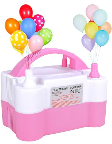 FainFun Elektrisk ballongpump, bärbar elektrisk luftpump, ballongpump med dubbelt munstycke, elektrisk ballongpump för födelsedagar, bröllop, festdekorationer (220 v 600 w)