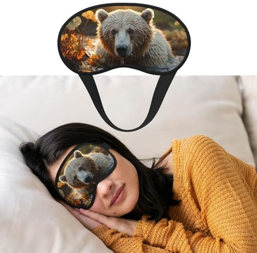 Augenmaske zum Schlafen, atmungsaktiv, lichtblockierend, Schlafmaske, Bär, der den Fluss überquert, Nacht-Augenbinde, weich, bequem, Nacht-Augenschutz, Schattenabdeckung für Männer und Frauen