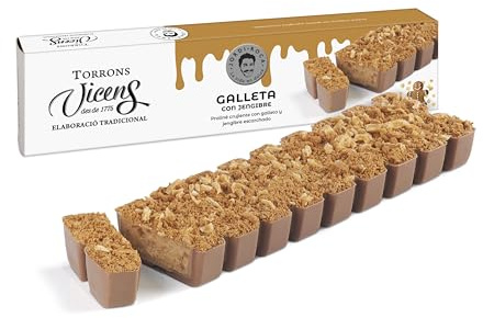 Turrón de Galleta con Jengibre 300g by Jordi Roca en Estuche Torrons Vicens Singergia - Dulces navideños de Calidad Suprema - Tradición e innovación - (1 Turrón)