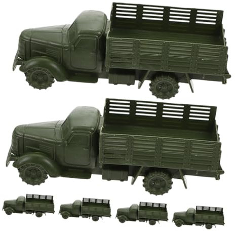 INOOMP Military Truck Model Toy Set 6pcs Miniature Military Vehicles for Kids Plastic Simulation Truck Models Realistic Design for Sand Table Play