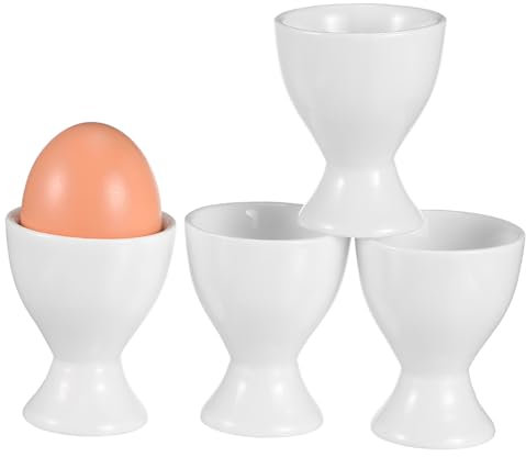 Luxshiny 4 Hueveras de Cerámica para Huevos Duros Diseño Moderno y Fácil de Limpiar, Adecuado para Servir Huevos Cocina