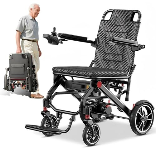 Elektrorollstuhl Faltbar – Leichter Elektrischer Rollstuhl mit 35 km Reichweite (bis 150 kg), Klappbar, Ideal für Senioren & Reisen (20Ah)