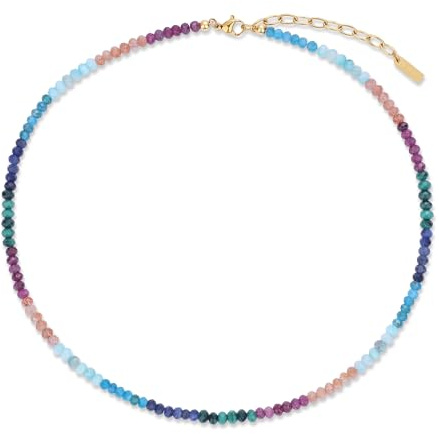 COAI pärlhalsband ädelsten för kvinnor, semestersmycken färgglada boho-pärlor sommarhalsband för kvinnor, 40cm, Sten, flera stenar