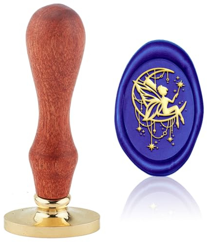 Hobbspring WachsSiegel Stempel Fliegende Fee Austauschbare Umschläge DIY Siegel Stempel Mondfee Ovaler Messingkopf Holzgriff Für Valentinstag Hochzeitseinladungskarte Dekor Zurück zur Schule