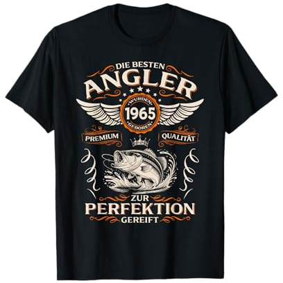 60. Geburtstag Mann Geschenk Angler Die Besten 1965 Lustiges T-Shirt
