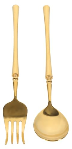 DINHEAROM Set Couverts Inox Doré Cuillère Dessert et Fourchette Ergonomique et Polyvalent pour Maison Restaurant et Événements