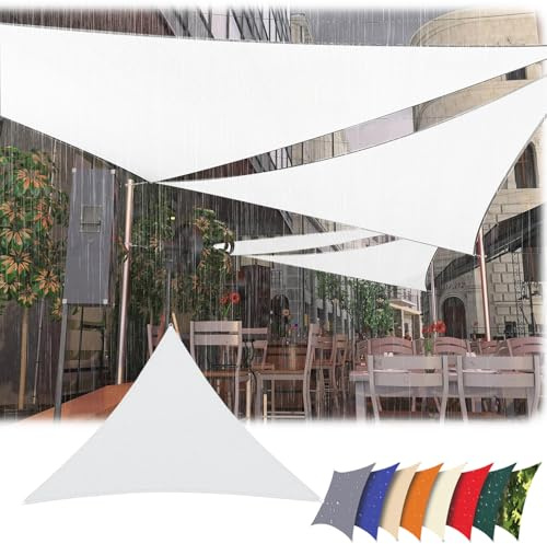 Tenda da sole triangolare impermeabile, 6 x 6 x 2 m, protezione UV al 95%, con corde di tensione, per esterni, patio, balcone, giardino, colore bianco