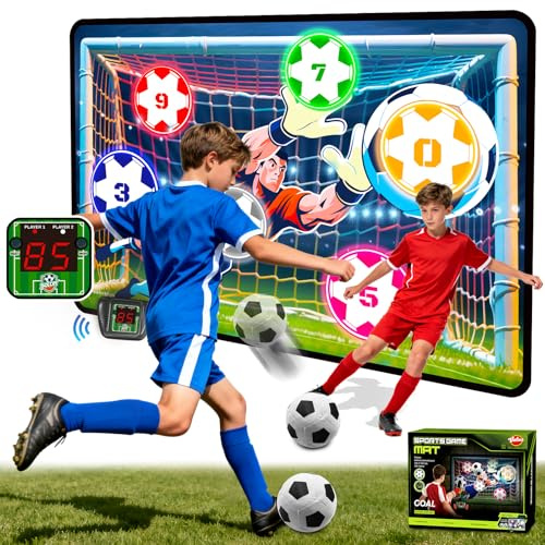 VATOS Elektronisches Fußball-Tor mit Punktezählung für Kinder, Indoor- und Outdoor-Fußballtrainingsziel, Stofftor und 2 Bälle, Sport-Spielzeug als Geburtstags ab 3 Jahren