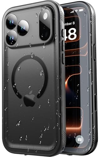 SPORTLINK Cover per iPhone 17 Pro Max Impermeabile 360 Antiurto, Nero/Mag | Militare Protettiva Rugged Resistente Custodia Antipolvere Subacquea IP68 Waterproof, Fotocamera/Schermo Doppia Protezione