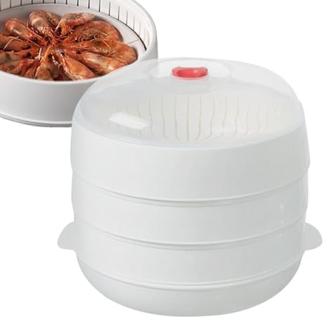 Cuiseur vapeur micro-ondes pour légumes avec couvercle et plateau – Cuiseur vapeur de cuisine, bol chauffant pour pommes de terre, viande, maïs, boulettes, bacon, plats de cuisson des aliments