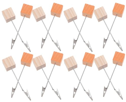 POPETPOP 20 pièces Lot de Porte-cartes Bois avec Socle Carré Pinces Robustes pour Notes Photos et Numéros de Table Supports Polyvalents pour Mariage Bureau et Maison