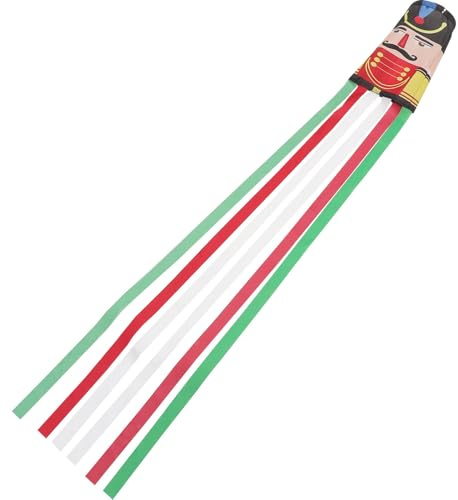 Hohopeti Weihnachtlicher Windsack Nutcracker aus Polyester mit Band Leichte Gartendekoration für Außenbereich Hängende Windsackfahne für Balkon und Terrasse