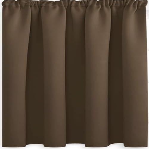 QINLIQIN Verdunklungsvorhänge für Schienen 110 x 110 cm Weich Und Langlebig Schallschutz Vorhang Größe Und Farbe Wählbar, 1Er-Set für Schlafzimmer, Kinderzimmer, Braun