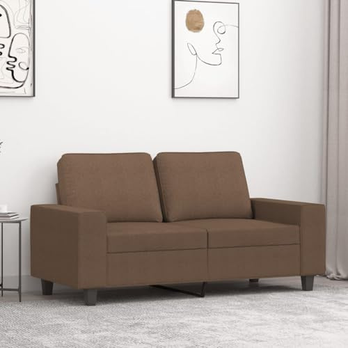 Mandloder 2-Sitzer Sofa Braun, 120 cm Breite, robuster Stoff aus 100% Polyester, modernes Design für Wohnzimmer, bequemer Zweisitzer mit Metallgestell, langlebig