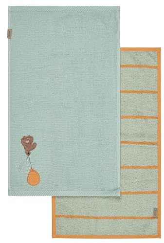 Sterntaler Kinderhandtuch Doppelpack Bär Bo, Baby- und Kinderhandtuch, saugfähige Baumwolle, schöne Webkanten, süße Applikationen, weich und pflegeleicht, 50×30×0,5 cm, mintgrün