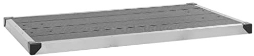 LoogCape Piatto doccia da giardino in WPC in acciaio inox, 110 x 62 cm, grigio, antiscivolo, a pavimento, con scarico, accessori di montaggio per esterni senza barriere, durevole e resistente alla