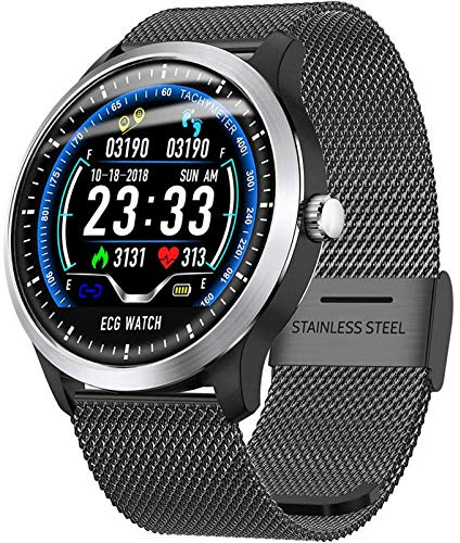 Reloj inteligente Bluetooth con monitor de frecuencia cardíaca, ECG PPG, rastreador de fitness con presión arterial y oxígeno, IP68 impermeable, rastreador de actividad para hombres y mujeres