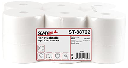 SemyTop ST-88722 Handtuchrolle, 2-lagig, 21 cm, Hochweiß (6-er Pack)