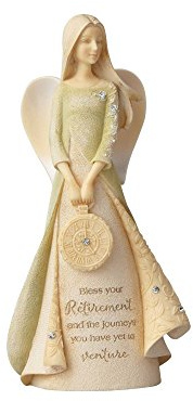 Enesco Foundations Retirement Journey Angel Holding Clock Miniature Figur, Steinharz, 10 cm