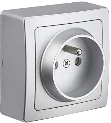 Interrupteur va et vient - Prises electriques Standard - Prise extra plate - Prise murale - Interrupteur va et vient sans Fil - Prise murale - Gamme Blok - Prise 2P+T Alu