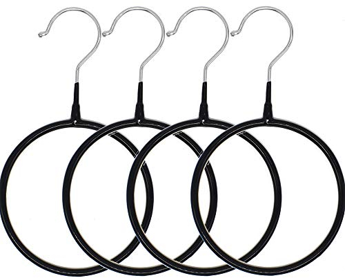 4 Stück Schal-Gürtel-Organizer, rutschfester Ringaufhänger, Schlaufenregal, Seidenschal, Display-Ständer, Krawattenhalter, kreatives Regal (schwarz)