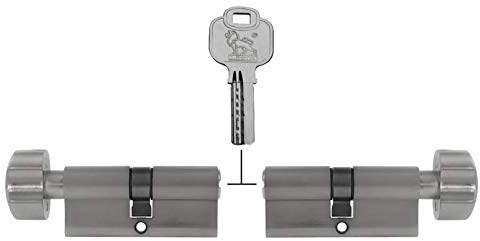 Löwen Sicherheit 2x Knaufzylinder KD 80 mm 40/40 gleichschließend inkl. 10 Wendeschlüssel - Metallic Silber Grau
