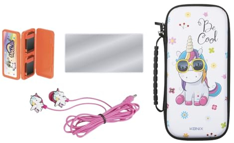 Konix Unik Pack d'accessoires Gaming Starter Kit Nintendo Switch, Switch Lite et Switch OLED - Housse - Boîtier Jeux - Verre trempé - Écouteurs