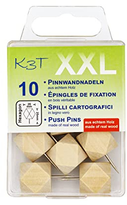 K3T - Chinchetas de madera hexagonales XXL (10 unidades)