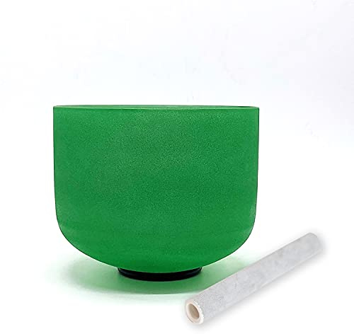 TAIFENG F Note Klangschale Herz Chakra grün farbige Quarzkristall mattiert 20,3 cm