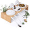 Servierschalen Set aus Porzellan-Schalen mit Löffeln und Deckeln; 3 Schälchen im Servier-Tablett & Servierbrett-chen als Gewürzbehälter für Snacks, Öle, Salz, Gewürze, Chili & Dressing