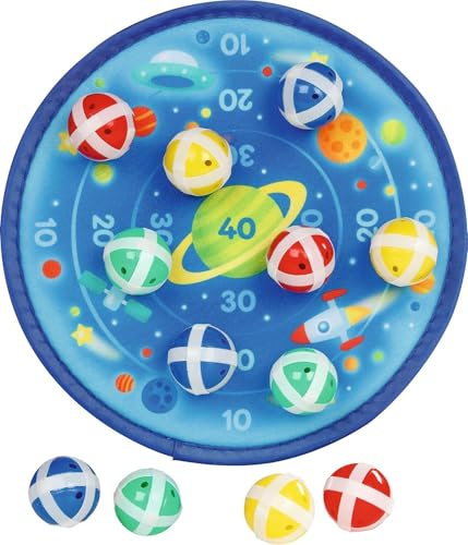 Goki Velcro Dartboard Space, Diameter = 25 cm, Fabric, Plastic, 12 Velcro Balls, Multi-Coloured, Fun Game For Kids 3+