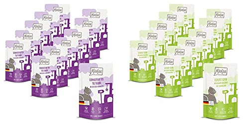 MjAMjAM Quetschie - schmackhafter Truthahn an leckeren Möhrchen (1 x 1.5 kilograms) & - Premium Nassfutter für Katzen - Quetschie - leckeres Rind an gedämpftem Kürbis, 12er Pack (12 x 125 g)