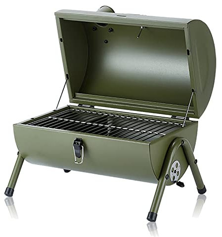 Desconocido Barbacoa de Carbón Portátil para Exteriores para Camping con Pies, Parrilla de Carbón Vegetal, Parrilla de Viaje para 3-5 Personas Parrilla Portátil,Green,42 * 37cm